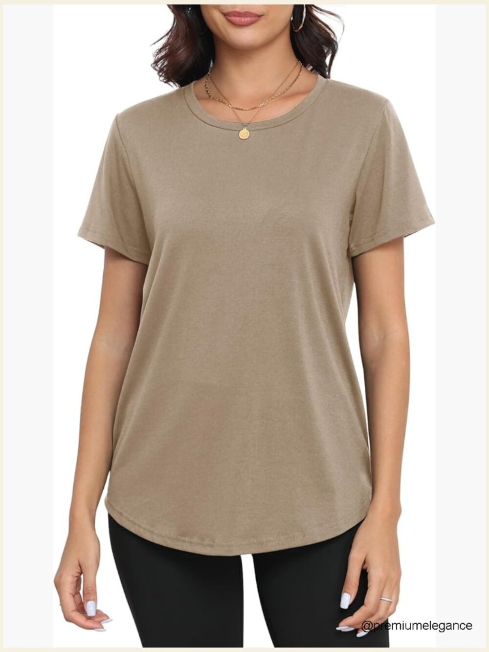 Loose Fit Short Sleeve Tunic Tops Flowy Casual Tee